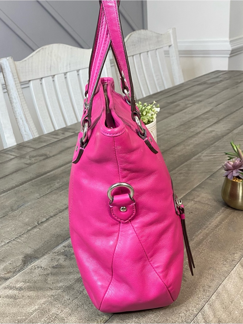 Coach Daisy Mia Leather Convertible Crossbody Tote Bag Pink Magenta F23901 - Picture 5 of 12